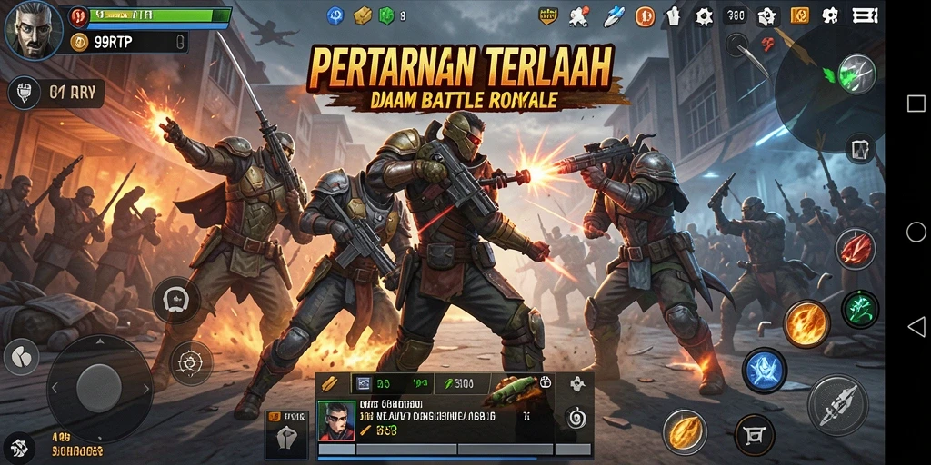 Screenshot gameplay 99RTP menampilkan aksi seru di arena Battle Royale.