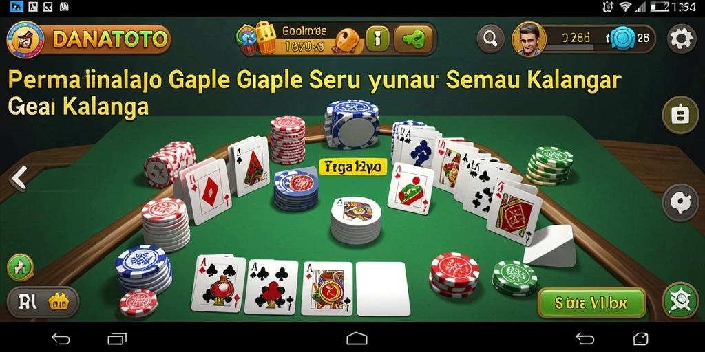 Tampilan gameplay seru Gaple dalam DANATOTO dengan pemain aktif.