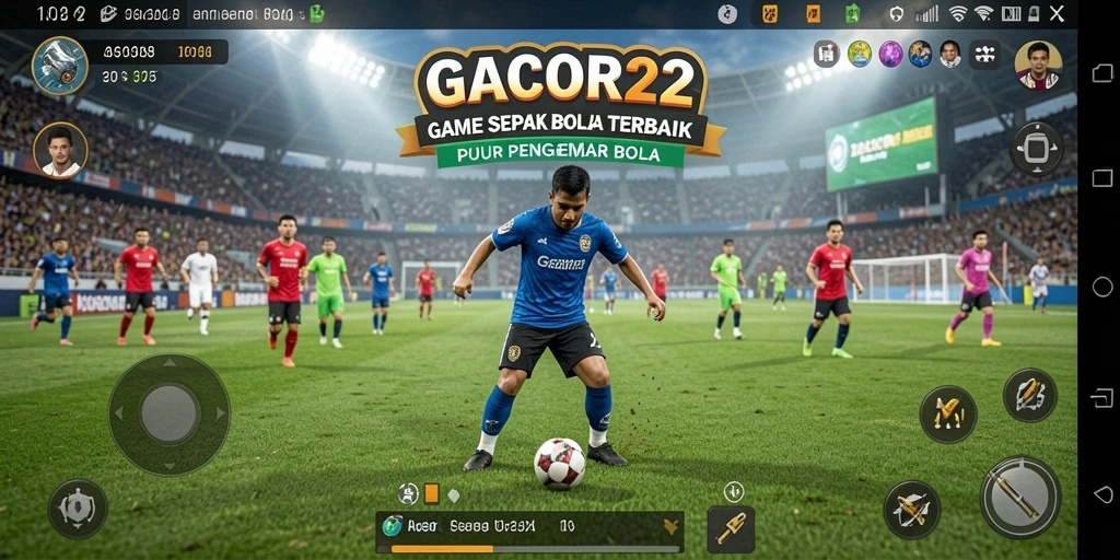 Gameplay seru dalam GACOR22 dengan aksi pertandingan sepak bola.