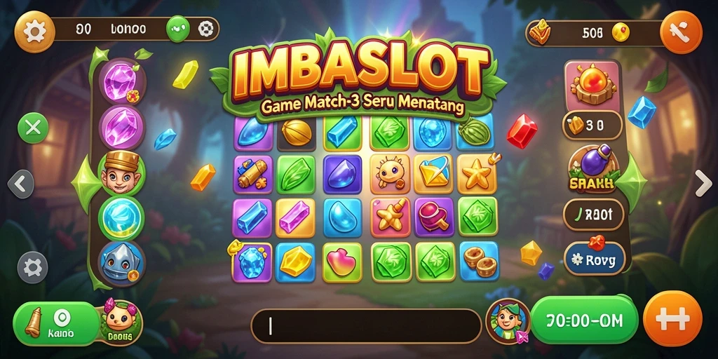 Tampilan gameplay seru dalam IMBASLOT, adu strategi di level Match-3.