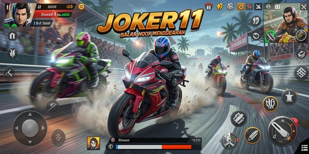 Gameplay JOKER11 yang seru dalam balapan motor.