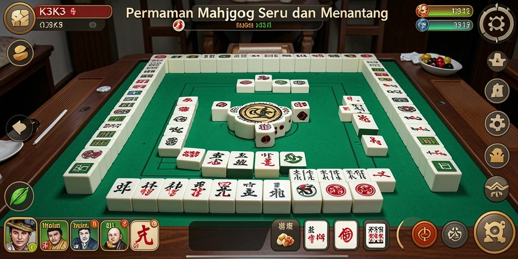 Tampilan gameplay K3K3 dengan desain Mahjong yang menawan.