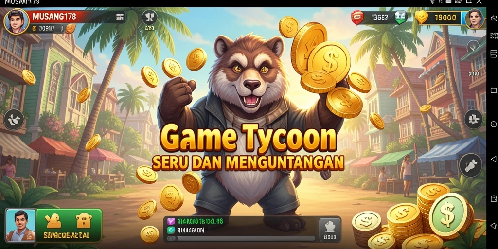 Tampilan screenshot utama MUSANG178 menunjukkan gameplay Tycoon yang menarik.