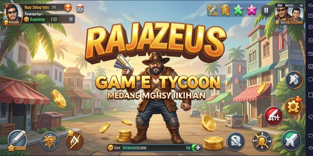 Tampilan gameplay RAJAZEUS yang menarik dan penuh strategi Tycoon.