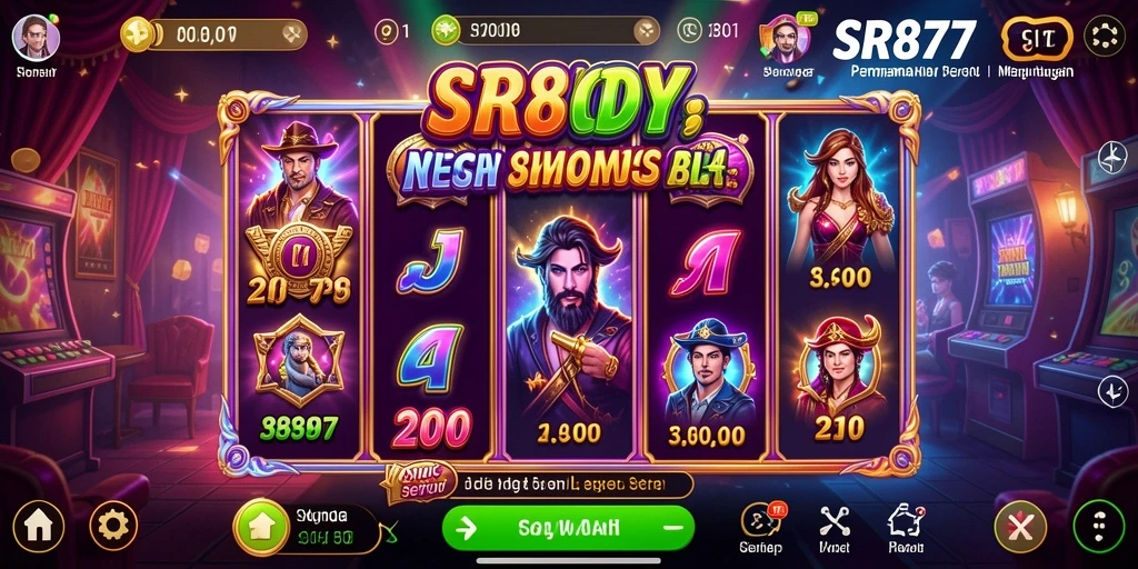Screenshot SR877 menampilkan gameplay Slot yang seru dan penuh warna.