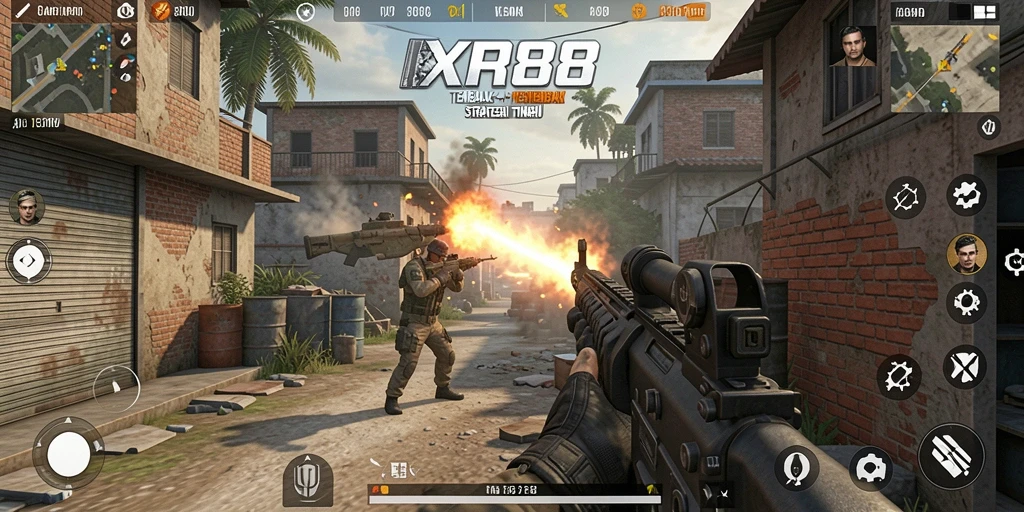 Tampilan gameplay seru XR88 yang mendebarkan dalam pertempuran TPS.